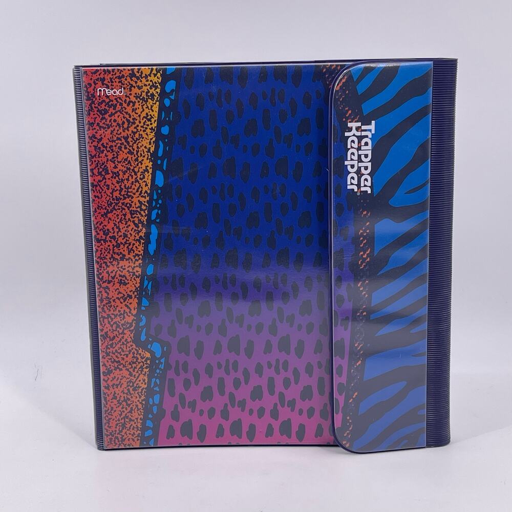 Mead Trapper Keeper 1" Binder 3 Ring Bright Animal Print Colorful Item X-539